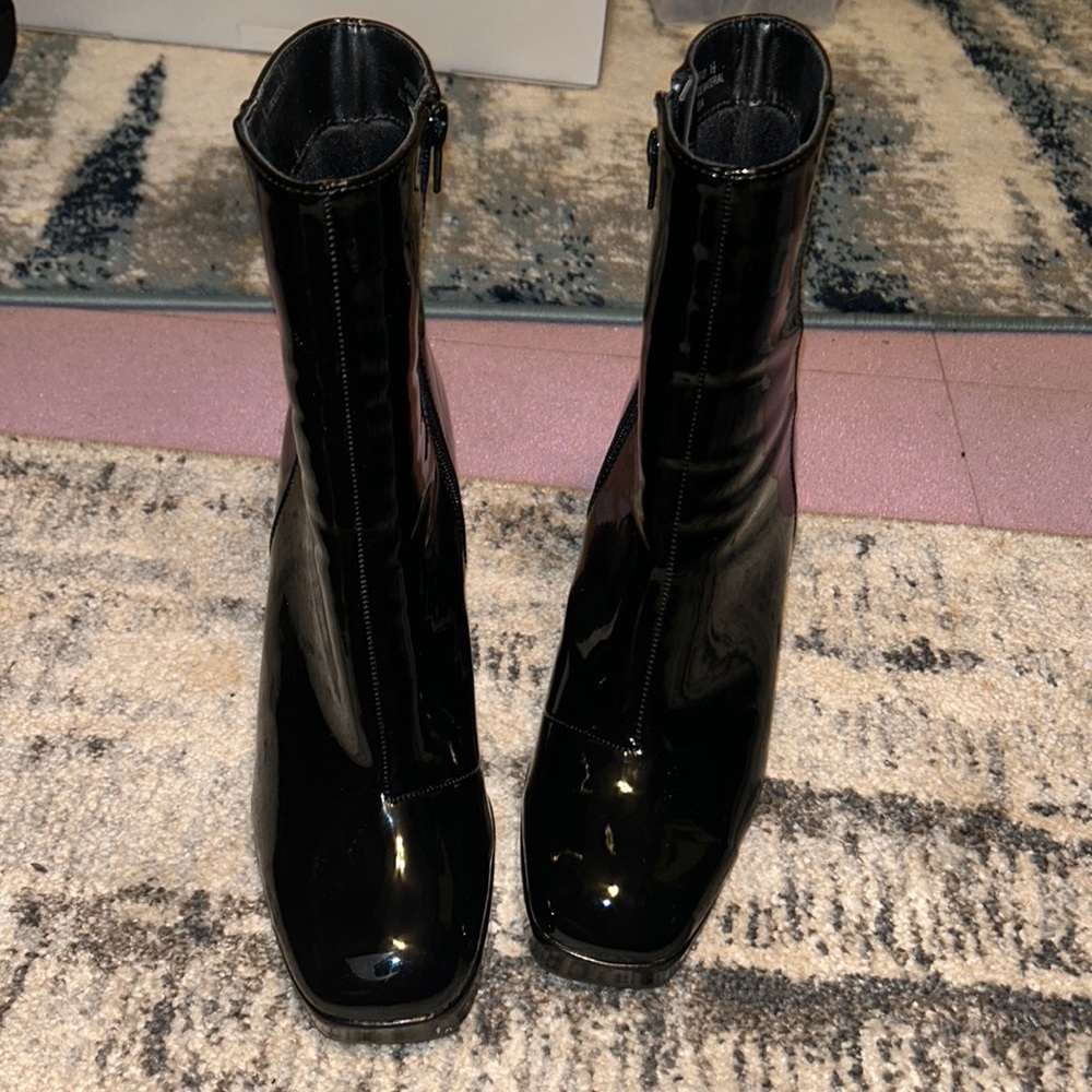 Bamboo Black Leather Booties